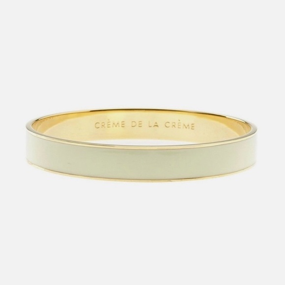 Kate Spade Gold Plated Cream Enamel Creme de la Creme Bangle Bracelet cuff - Picture 3 of 7